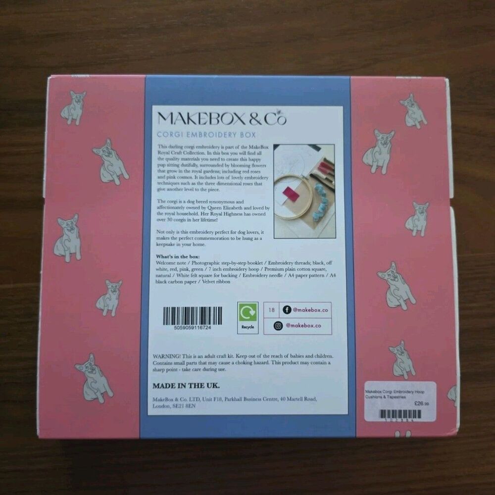 Makebox & Co~Corgi Embroidery Box~Embroidery Kit~Corgi Dog - Picture 3 of 4